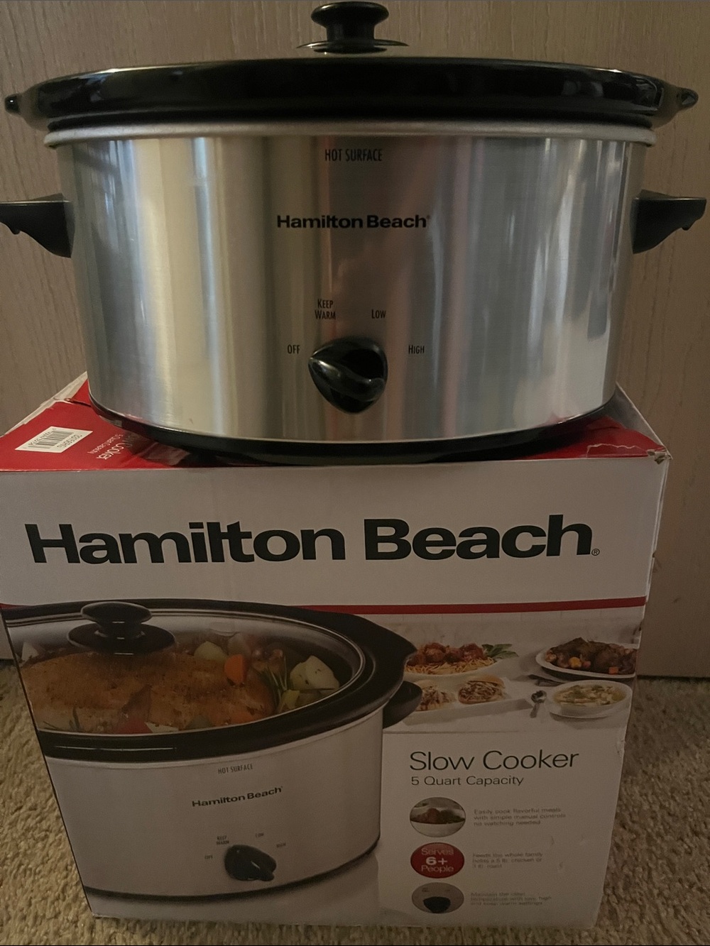 Hamilton Beach Silver and Black 5-Quart Slow Cooker